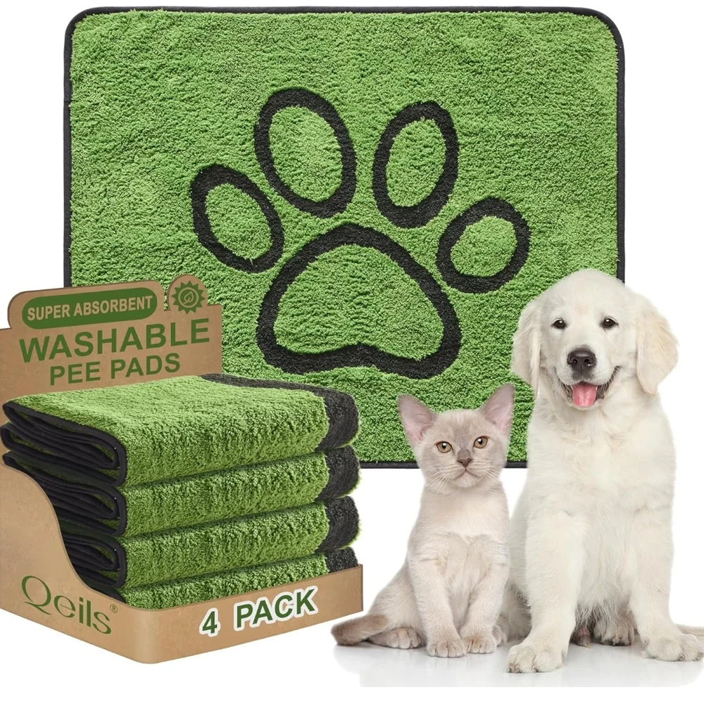 Green Washable Dog Pee Pads - 30x34 PACK OF 4